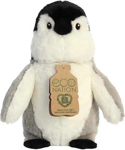 Aurora® Responsibly Made Eco Nation™ Penguin Stuffed Animal - Ideal for Playtime Adventures - Perfect for Birthdays or Just Because - Gray 9.5 Inches