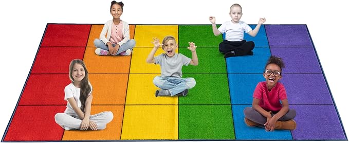 Booooom Jackson Classroom Rug Colorful Seating Classroom Carpet Elementary, Preshool Rug for School, Colorful Class Rug Classroom Area Rug Educational Rug (7'7" x 13', P008-ColorPalette-Plus)