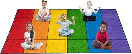 Booooom Jackson Classroom Rug Colorful Seating Classroom Carpet Elementary, Preshool Rug for School, Colorful Class Rug Classroom Area Rug Educational Rug (7'7" x 13', P008-ColorPalette-Plus)