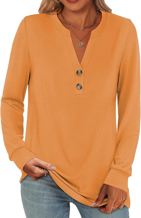 ANRABESS Women's Long Sleeve Shirts 2026 Spring Fashion Dressy Casual Tops Trendy Henley Blouses Cute Work Outfits Clothes