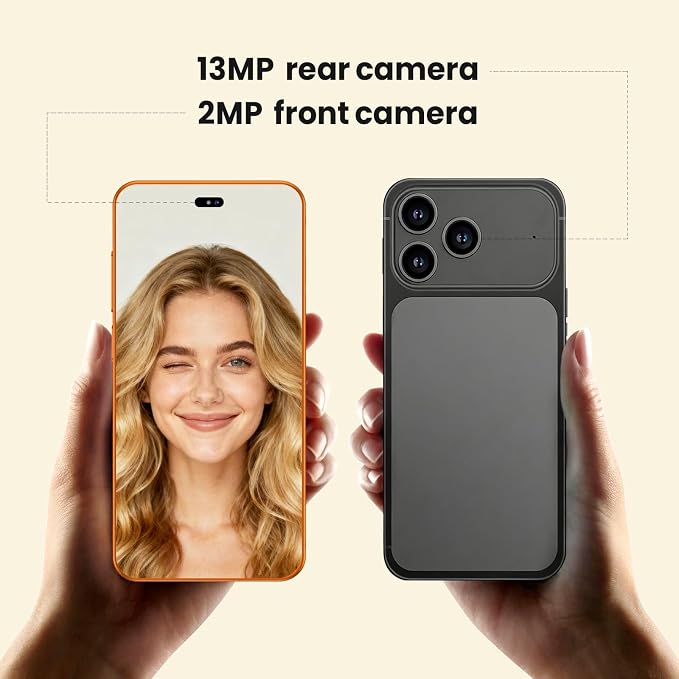 Unlocked 4G LTE Android Phone, 6.6-inch Screen, 3GB RAM + 16GB ROM/TF 256GB, Dual SIM, Dual Camera, Suitable for Beginners (97orange)