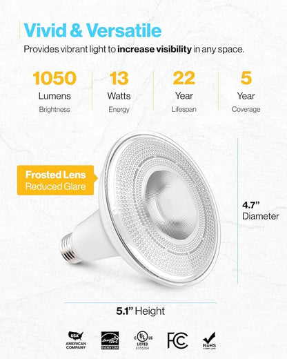 Sunco 24 Pack Outdoor Flood Light Bulb LED PAR38, Exterior Spotlight Bulbs, Weatherproof, 1050 LM, 13W (100W Equivalent), 6000K Daylight Deluxe, Wet Rated, Dimmable, E26 Base UL