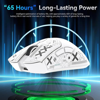 ATTACK SHARK X68HE 60% Wired RT 8K Keyboard+Wireless R1 Mouse-White Contour | Adjustable Actuation,Hall Effect Mechanical Magnetic Switch,Coiled Cable,USB C/2.4Ghz/BT Ultralight 18K DPI Mice for PC Gamer