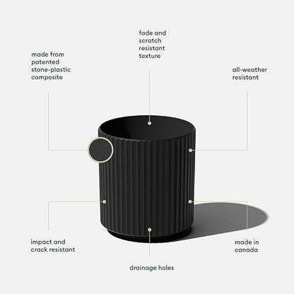 Veradek Demi Series Round Planter for Porch, Patio, Backyard | Durable Plastic-Concrete Material | Modern Décor for Tall Plants, Flowers