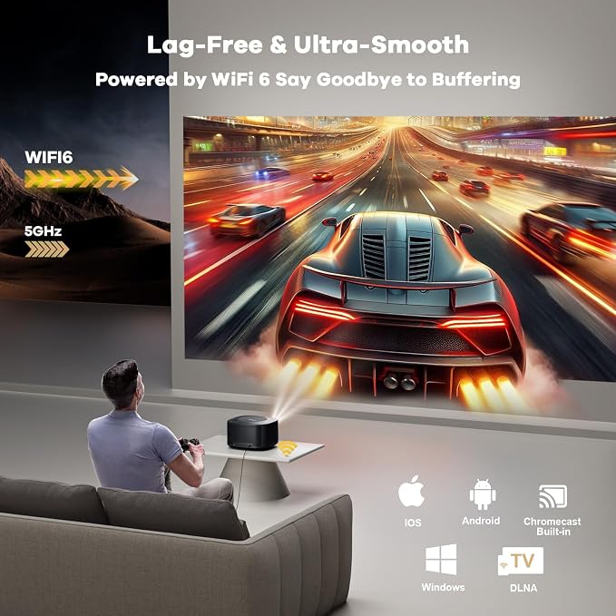 Outdoor-Projector-4K with WiFi and Bluetooth:[3500 Bright/60W Dolby Audio/Official Licensed Apps],Smart-Projector with AI Auto Focus,ONOAYO ONO5Pro 2.0 Movie Projector for Indoor/Outdoor 2026New