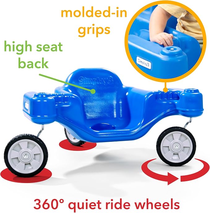 Simplay3 Galaxy Glider Ride-On Toy for Toddlers and Kids Ages 1-1/2 to 5 Years, 360-Degree Spinning Sensory Riding Toy for Kids, Blue