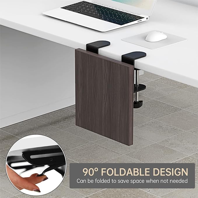 Ergonomics Desk Extender Tray, 9.5"x9.1" Punch-Free Clamp on, Foldable Keyboard Drawer Tray, Table Mount Arm Wrist Rest Shelf, Computer Elbow Arm Support
