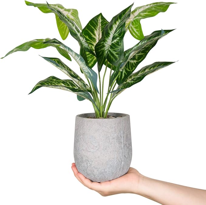 Der Rose 16'' Fake Plants Artificial Potted Greenery Faux Plants for Office Desk Home Bathroom Decor