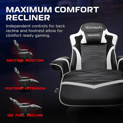 RESPAWN 900 Gaming Recliner Chair with Footrest, Cup Holder and Swivel | Ergonomic gaming recliner with footrest, cup holder, lumbar support, 135° recline & 360° swivel for console gaming