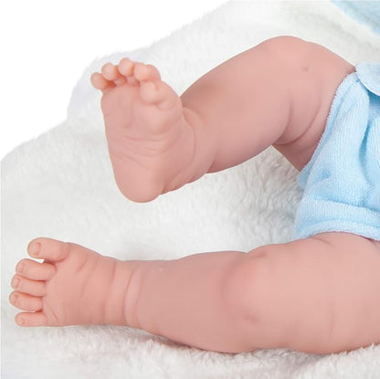 JC Toys La Newborn All-Vinyl-Anatomically Correct Real Boy 15" Baby Doll in Blue and Deluxe Accessories, Designed by Berenguer., Blue - Dots, Model:18064