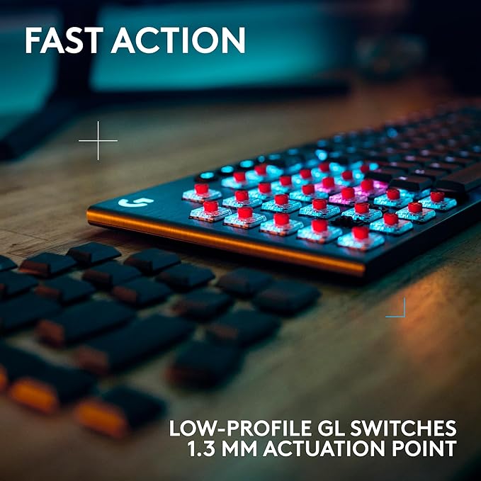 Logitech G915 X Lightspeed Wireless Gaming Keyboard (Linear) - Black | Low Profile, Mechanical Switches, Double-Shot PBT Keycaps, RGB lighting, Aluminum finish, PC/Mac Compatible