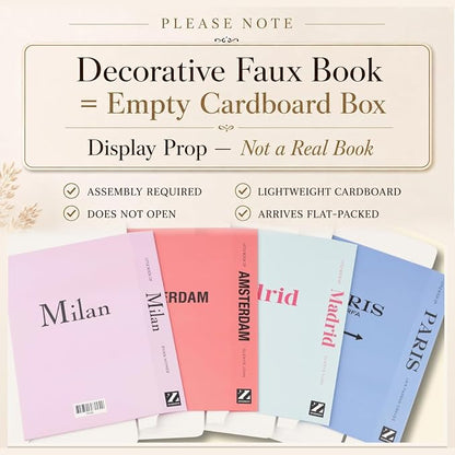 PROBENEX 4 Pcs Decorative Books | Faux Pastel Coffee Table & Shelf Decor | Soft Muted Look for Living Room, Office and Entryway - Not Real, Tool-Free 2-Min Setup