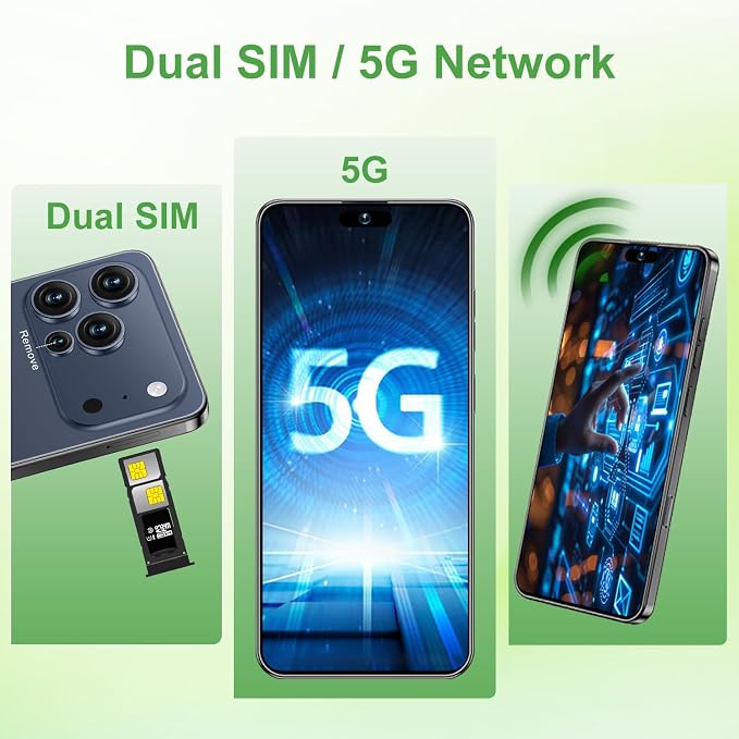 17 PMAX Unlocked Cell Phone,16GB+512GB Smartphone,6.99" HD Screen Android 15 5G Phones,Battery 7000mAh Android The Phone,Fingerprint Button Unlock/GPS/Face ID/Dual SIM/5G (Deep Blue)
