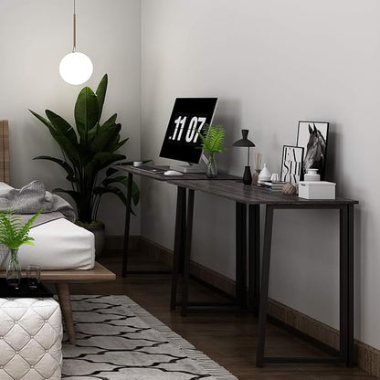 4NM 31.5" Small Desk with Storage Bag, Simple Assembly Folding Computer Desk Home Office Desk Study Writing Table for Small Space Offices - Gray and Black