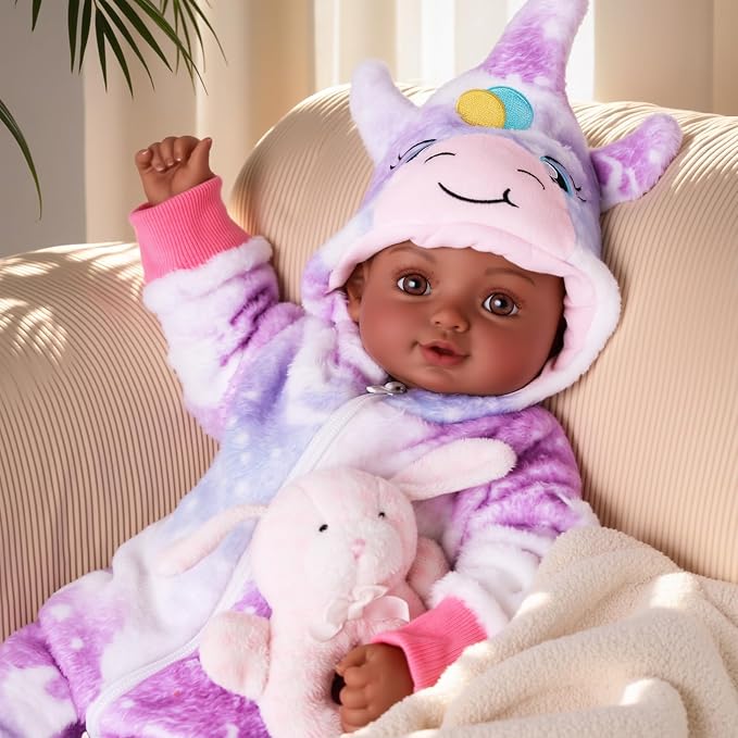 BABESIDE Black Baby Dolls, 15 Inch Realistic Cute Soft Body Baby Doll Real Life Baby Dolls with Accessories for 3+ Year Old Girls Gifts, Pretend Play, Collection