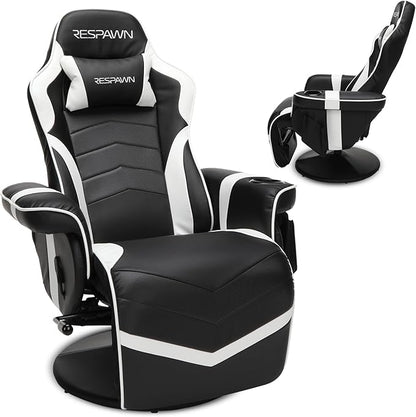 RESPAWN 900 Gaming Recliner Chair with Footrest, Cup Holder and Swivel | Ergonomic gaming recliner with footrest, cup holder, lumbar support, 135° recline & 360° swivel for console gaming