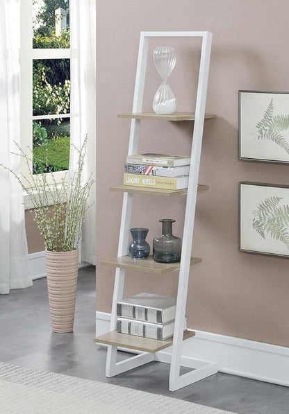 Convenience Concepts Designs2Go 4 Tier Ladder Bookshelf, Ice White / White