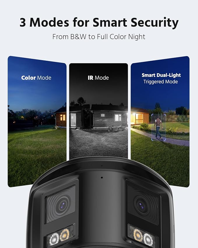 ANNKE FCD800 4K 8MP Dual-Lens PoE Security Camera, 2mm 180°Wide Angle, Smart Dual Light Color Night Vision, Two-Way Audio, Light&Sound Alarm, AI Human/Vehicle Motion Detection, H265+, IP67