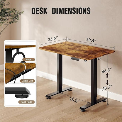 Veken Standing Desk, Brown, 39.4×23.6 Inch