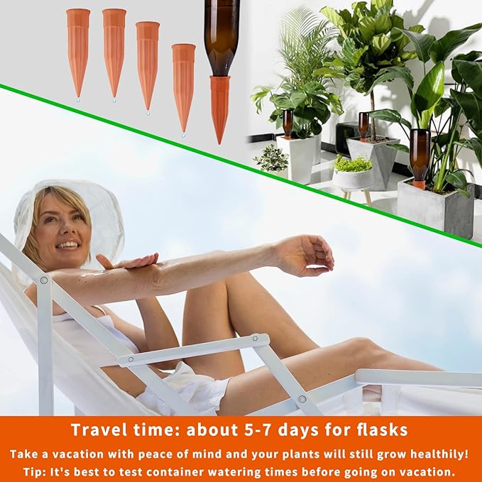 Plant Self-Watering Stakes-15 Pack Terracotta Automatic Plant Waterer Devices Auto-Water Irrigation System for Indoor/Outdoor Plants