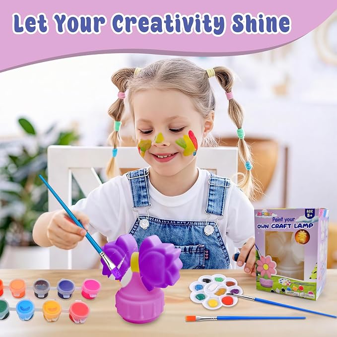 ASIOWELY Paint Your Own Butterfly Knot Lamp Kits,Arts and Crafts Supplies for Kids Toys Ages 4-6-8,DIY Art Night Light Painting for Girls Ages 5-10,Birthday Gifts for 3-12+ Year Old Toddler Teen Adult