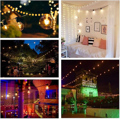 G40 Outdoor String Lights, 50Ft Hanging Outdoor Patio Lights with 53 Clear Globe Bulbs (3 Spare), Connectable Backyard Lights for Indoor Outdoor Porch Balcony Party Commercial Decoration- Brown Wire