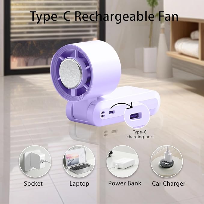 Handheld Fan, Portable Handheld Fan with Ice Function, mini personal fan, Turbo Powerful Rechargeable Fans,1-199 Speed, Foldable, for Women Men Outdoor Indoor travel essentials(Purple)