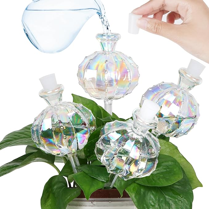 Self Watering Planter Insert. Plant Watering Devices. Plant Watering Bulbs. 4-PCS Plant Watering Globes. Rainbow Colors Cactus Shape Self Watering Globes Medium Size. Plant Lover Gifts
