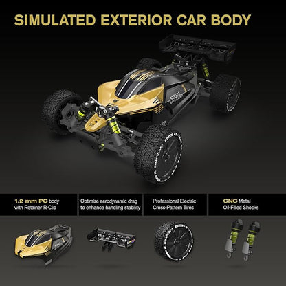 RLAARLO 1/10 Brushless RC Cars, 4×4 Buggy, 50+ MPH, Carbon Fiber, Ages 14+ | 3650-2650KV Brushless Motor, 4WD, 3S LiPo, Alloy Chassis, Sealed Diffs, 20kg Servo, 6CH Radio, Waterproof, All-terrain