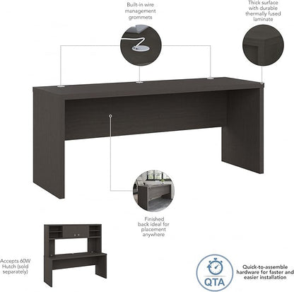 Bush Business Furniture Echo Computer Desk, 72W, Charcoal Maple