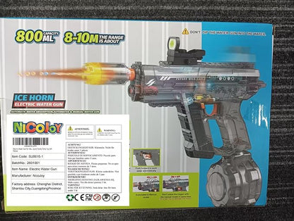 Electric Water Gun for Adults Kids Black Automatic Squirt Gun: Light Up 26-32FT Long Range, 800CC Large Capacity Watergun,Summer Outdoor Pool Games for Ages 8-12, Beach Backyard Family Party Toy Gift