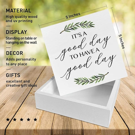 Home Office Desk Wooden Box Sign Decor, It's A Good Day to Have A Good Day, Inspirational Quotes Desk Decor Motivational Desk Decorations for Women Men Student Office Classroom School