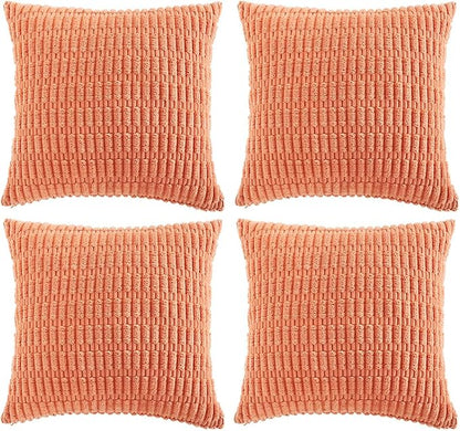 Fancy Homi 4 Packs Decorative Throw Pillow Covers for Living Room Couch Bed, Modern Farmhouse Boho Home Décor Accent Cushion Case, 26" x 26", Coral