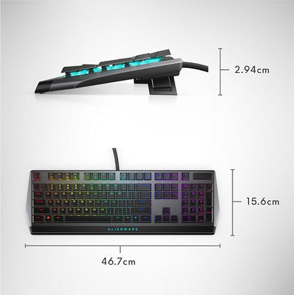 Alienware Low-Profile RGB Gaming Keyboard AW510K, AlienFx Per Key RGB LED Color Backlighting, Media CONTROLS & USB Passthrough, Cherry MX Low Profile Red Switches | USB, Numeric Keypad, Adjustable Height, Media Hot Keys, Dark Side of the Moon, Gaming R...