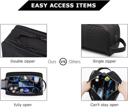 BAGSMART Toiletry Bag for Men, Travel Toiletry Organizer Dopp Kit Water-resistant Shaving Bag for Toiletries Accessories, Door Room Essentials, Black-medium