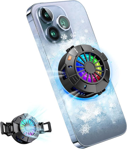 2-in-1 Magnetic & Clip-On Phone Cooler – Semiconductor-Powered Gaming Cell Phone Cooling Fan Radiator for iPhone/Android/iPad/Tablet – Ideal for Gaming, Video Calls, Live Broadcasting, and Vlog