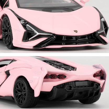 BDTCTK 1/36 Lamborghini Sián FKP37 Diecast Car Models, Zinc Alloy Toy Pull Back Vehicles Toy Cars for Toddlers Kids Boys Girls Gift (Pink)