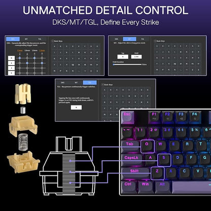 Redragon K556 104-Key Wired RGB Hall-Effect Rapid Trigger Gaming Keyboard | Rock-Solid Metal Build, 0.1mm Adjustable Actuation Magnetic Switch, Zero Input Delay, 8K Polling for FPS Games Pause & Shoot