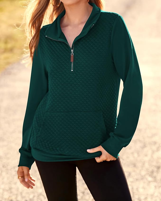 BTFBM Women Fashion Quilted Pattern Lightweight Zipper Long Sleeve Plain Casual Ladies Sweatshirts Pullovers Shirts Tops