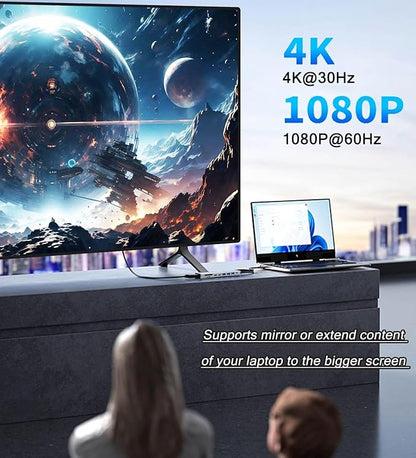 USB C Hub HDMI Adapter for Monitor, VIENON 9 in 1 USB Type C Laptop Docking Station with 4K HDMI, SD/TF Card Reader, 100W PD, Compatible for MacBook Pro, XPS Laptop (Supports DP ALT Mode)