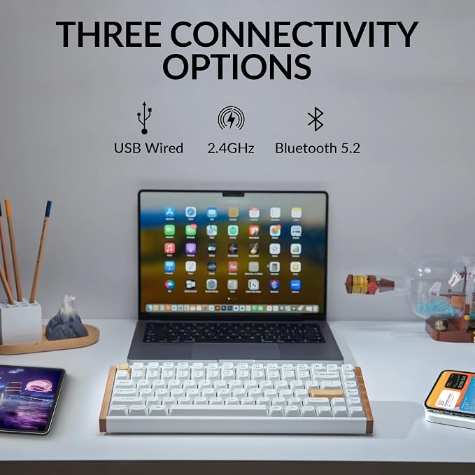 Keychron K2 HE Rapid Trigger Magnetic Wireless Custom Keyboard | QMK Launcher 2.4 GHz & Bluetooth, Hall Effect Gateron Double-Rail Magnetic Switch for Mac Windows Linux (Aluminum + Wood)