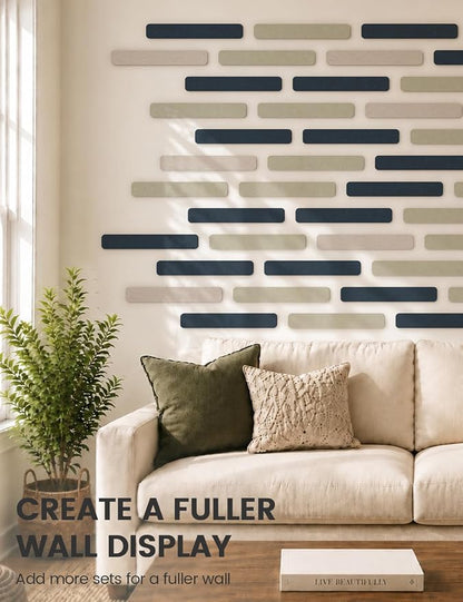 Fluxynara 13" x 2" Felt Wall Panels, Midnight Blue | 8-Pack Includes 50 Push Pins and Adhesive Tabs for Photos, Notes and Decor in Bedroom Doors, Home Office or Studios