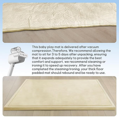 Baby Play Mat for Floor Nursery Rug Muscle Mat Area Rug Playroom Rug 39"x59" Playpen Mat Elastic Foam 1.3" Thick Crawling Mat for Babies,Toddlers, Infants, Kids,Light Beige