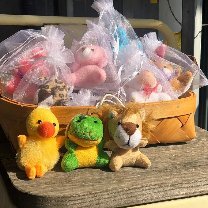 Mini Plush Animal Toy Set,Cute Animals Keychain Decoration for Kids,Goodie Bag Fillers, Basket Stuffers, School Prizes, Valentine's Day Party Supplies (60pcs)