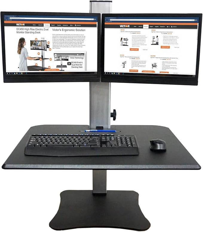 Victor DC350A Manual Dual Monitor Height Adjustable Sit-Stand Standing Desk Converter