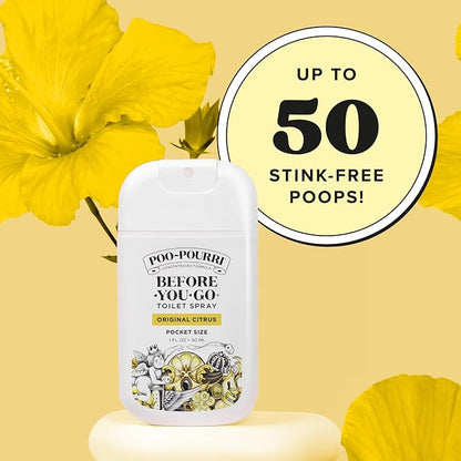Poo-Pourri Before-you-Go Toilet Spray Bundle, Original Citrus 2 Fl Oz and Original Citrus 1 Fl Oz Pocket Travel Size - Lemon, Bergamot and Lemongrass
