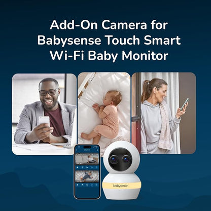Babysense Touch Add-On Camera Unit – 4MP Dual-Lens (Wide & Telephoto), 6X Hybrid Zoom, AI Auto Tracking & Focus Area, Night Vision, Compatible w Touch Parent Unit/App (Monitor Not Included)