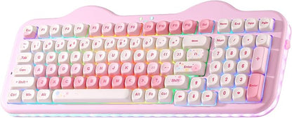 YUNZII C98 Cute Cake Wireless Mechanical Keyboard(Pink, Candy Switch) | 99 Keys with Number Pad, Hot Swap, PBT MOA Keycaps, BT5.0/2.4G/USB-C, Gasket Mount, Custom RGB Backlit for Win/Mac