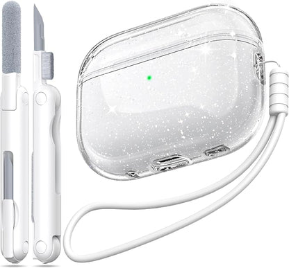 for Airpods Pro 2nd/1st Generation Case Cover, Compatible with Airpods Pro Case 2nd Gen USB C Charging Port, Clear Soft Transparent Military Grade Shockproof Case, Gitter White