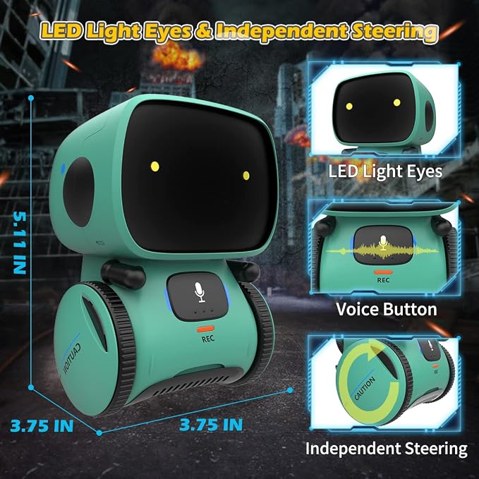 KaeKid Robots for Kids, Interactive Smart Robotic with Touch Sensor, Voice Control, Speech Recognition, Singing, Dancing, Repeating and Recording, Robot Toy for 3 4 5 6 7 8 Year Old Boys Girls